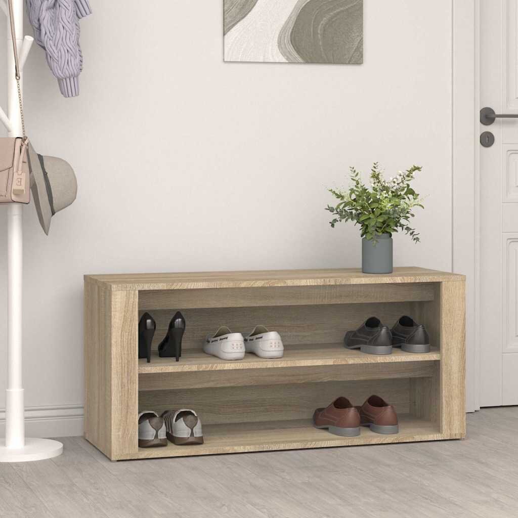 vidaXL Шкаф за обувки дъб сонома 100x35x45 см инженерно дърво