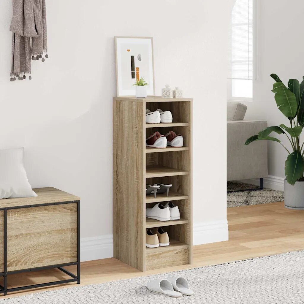 vidaXL Шкаф за обувки дъб сонома 315x35x90 см инженерно дърво