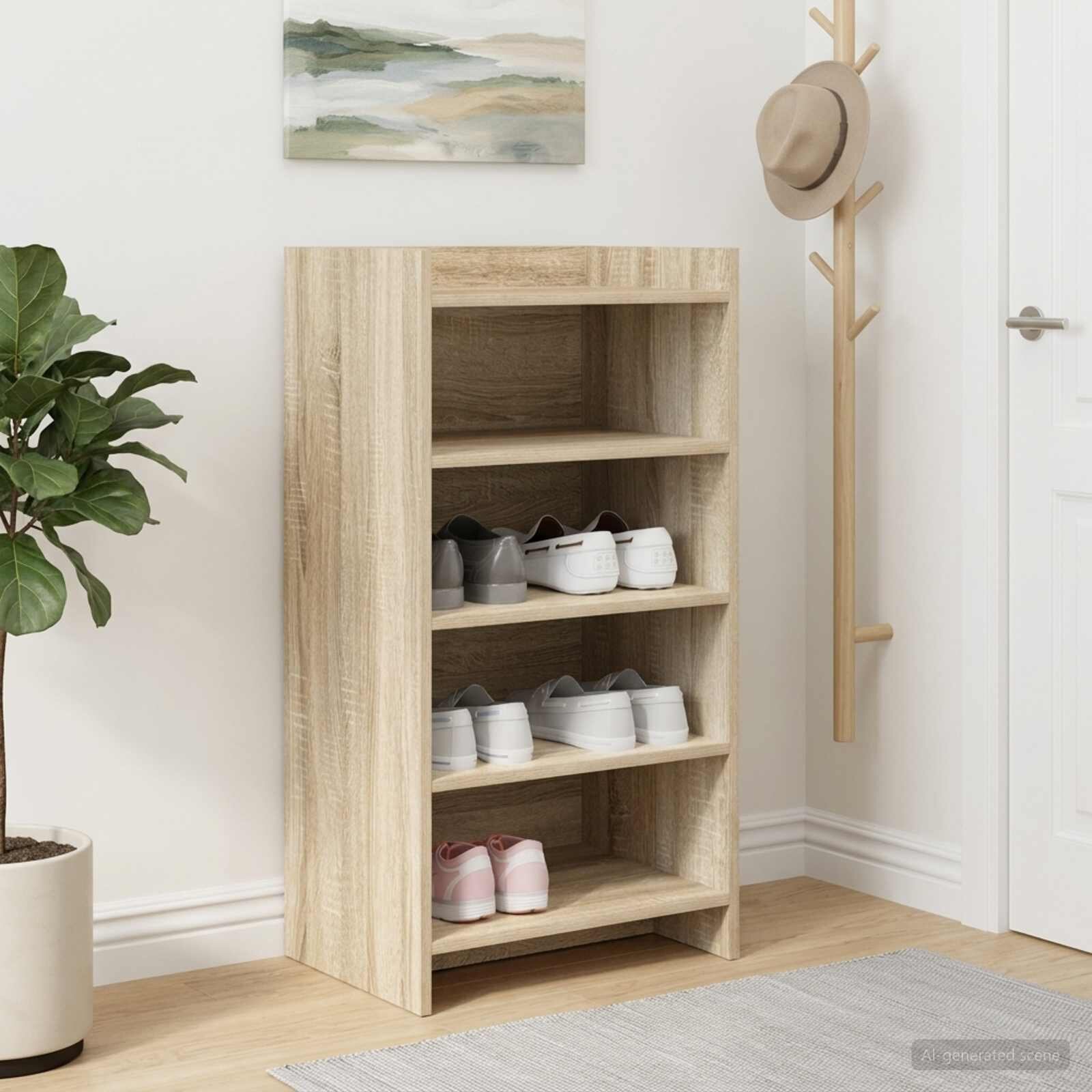vidaXL Шкаф за обувки Дъб сонома 48 x 36 x 92 см Инженерна дървесина