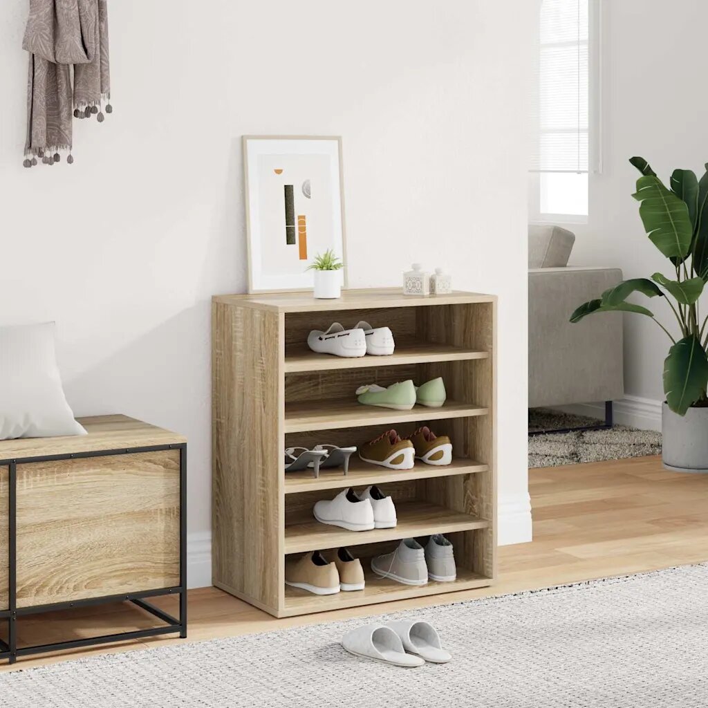 vidaXL Шкаф за обувки дъб сонома 60x35x70 см инженерно дърво
