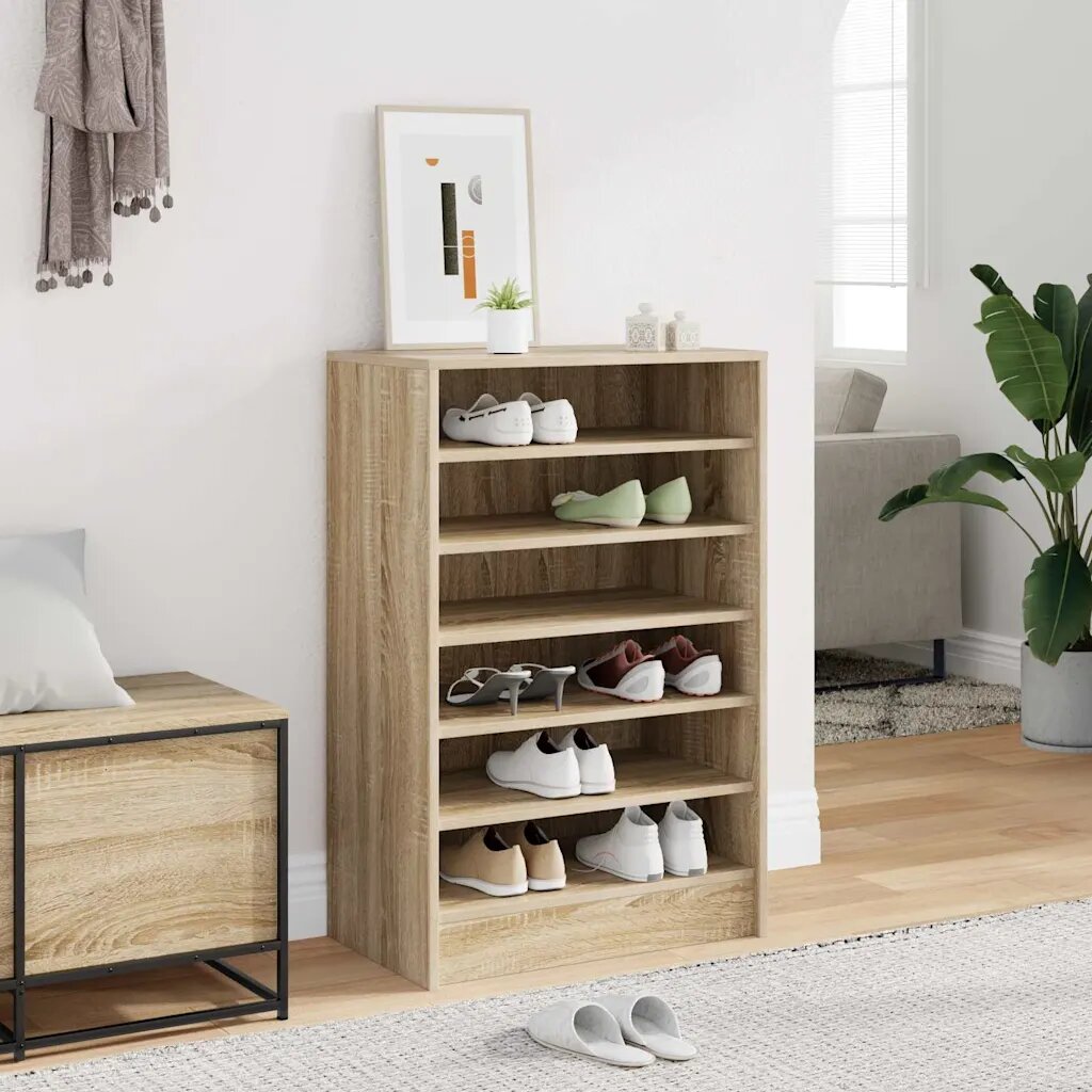 vidaXL Шкаф за обувки дъб сонома 60x35x92 см инженерно дърво