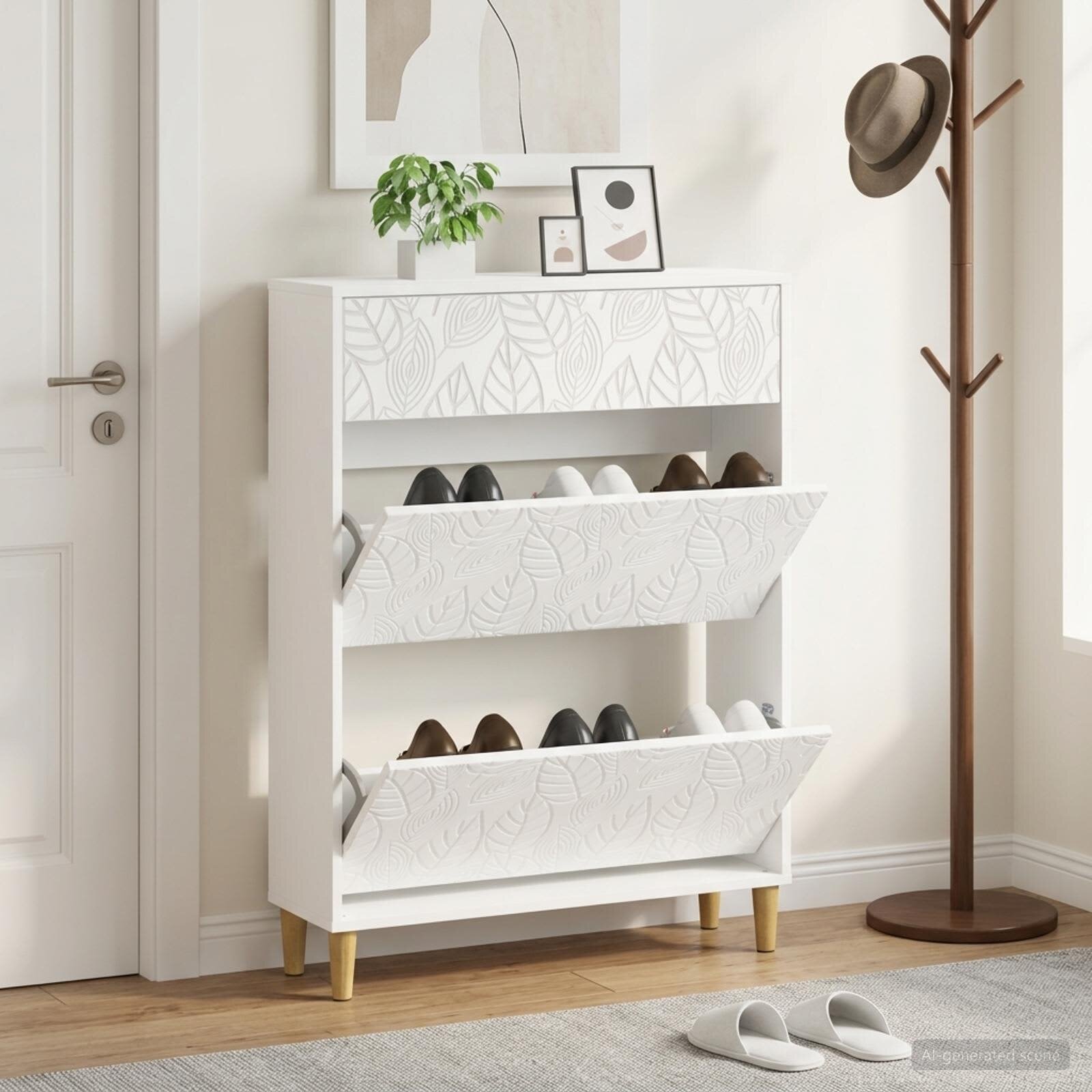 vidaXL Шкаф за обувки DELFT 78 x 24 x 103 см Инженерна дървесина Бяло