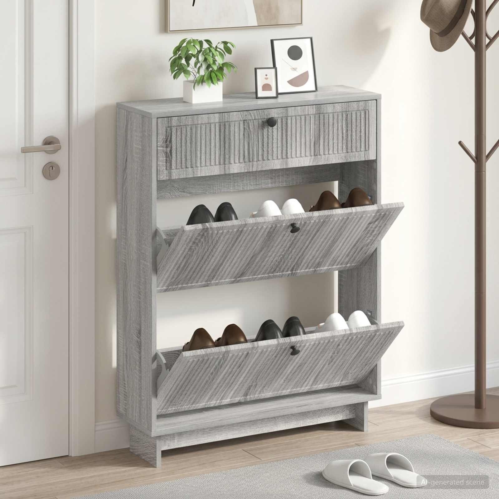 vidaXL Шкаф за обувки EDE 78 x 24 x 103 см Инженерна дървесина