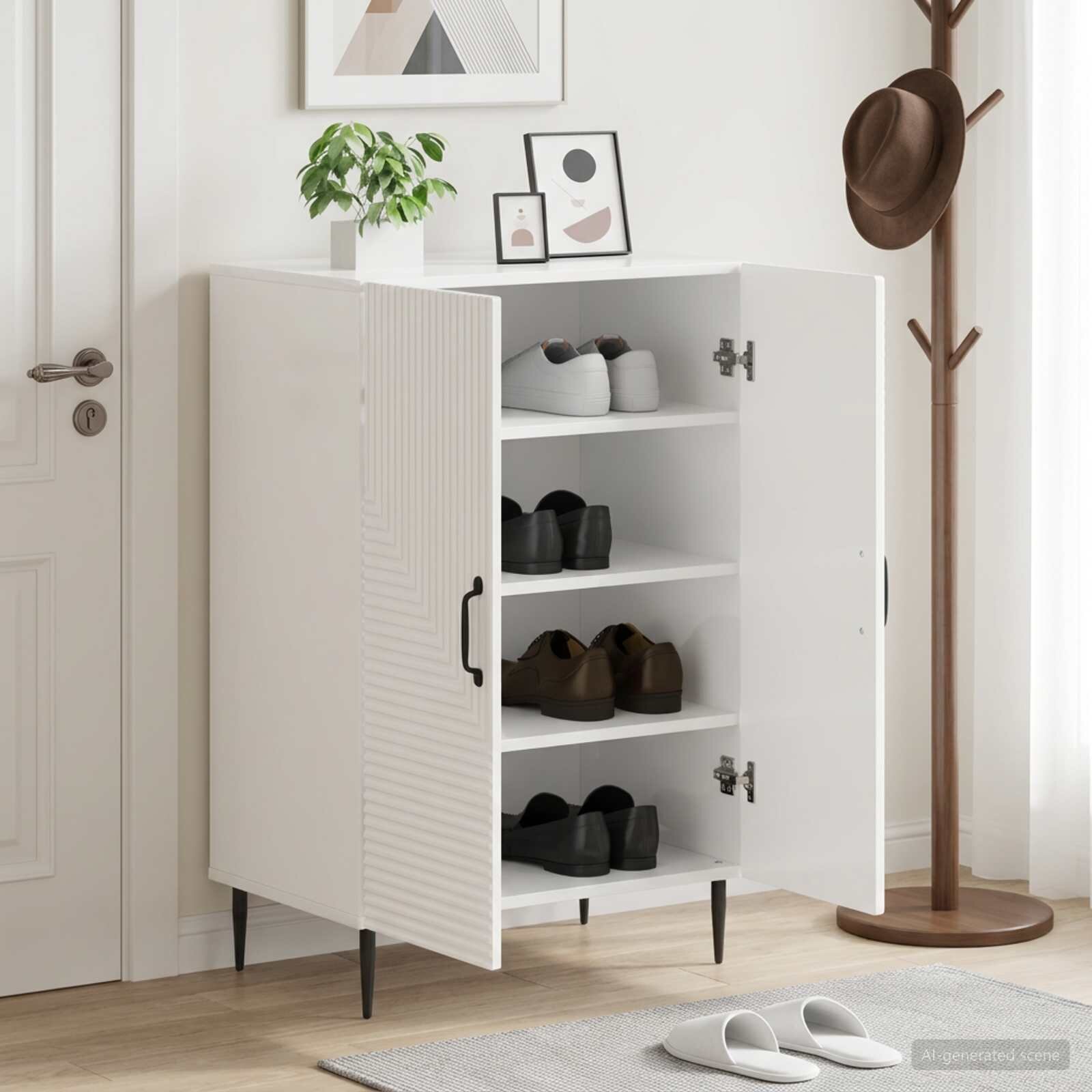 vidaXL Шкаф за обувки HAARLEM 595 x 395 x 895 см Бял гланц