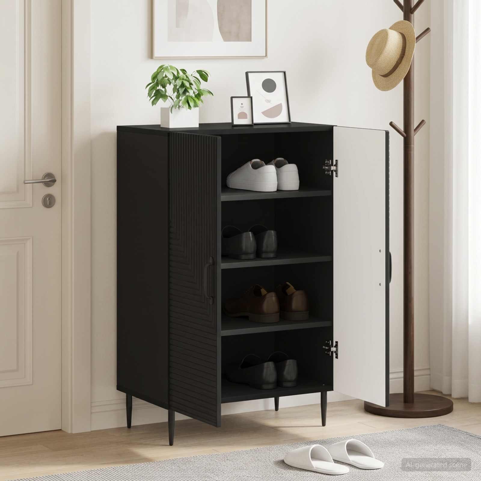 vidaXL Шкаф за обувки HAARLEM 595 x 395 x 895 см Черно