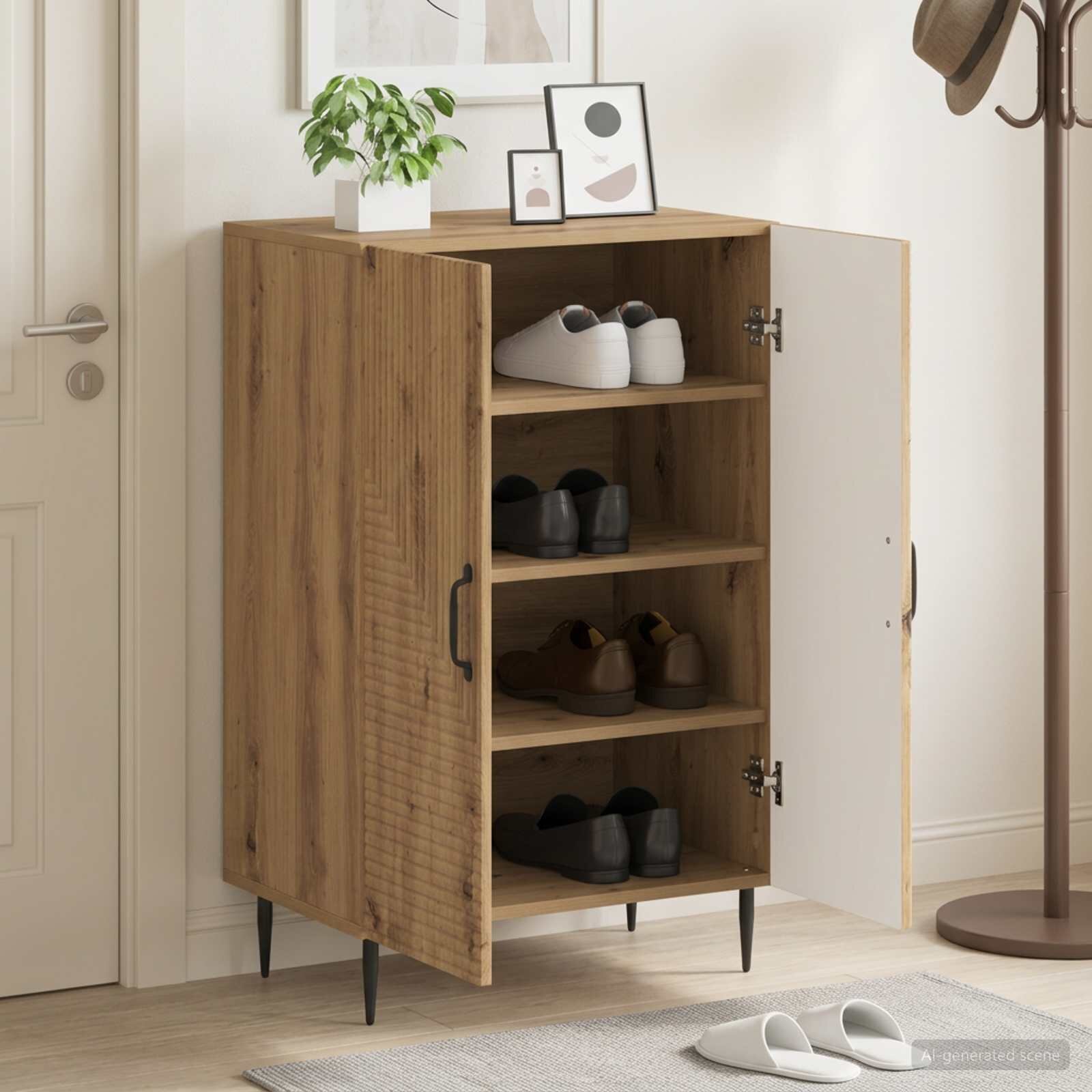 vidaXL Шкаф за обувки HAARLEM 595 x 395 x 895 см Дъб артизан