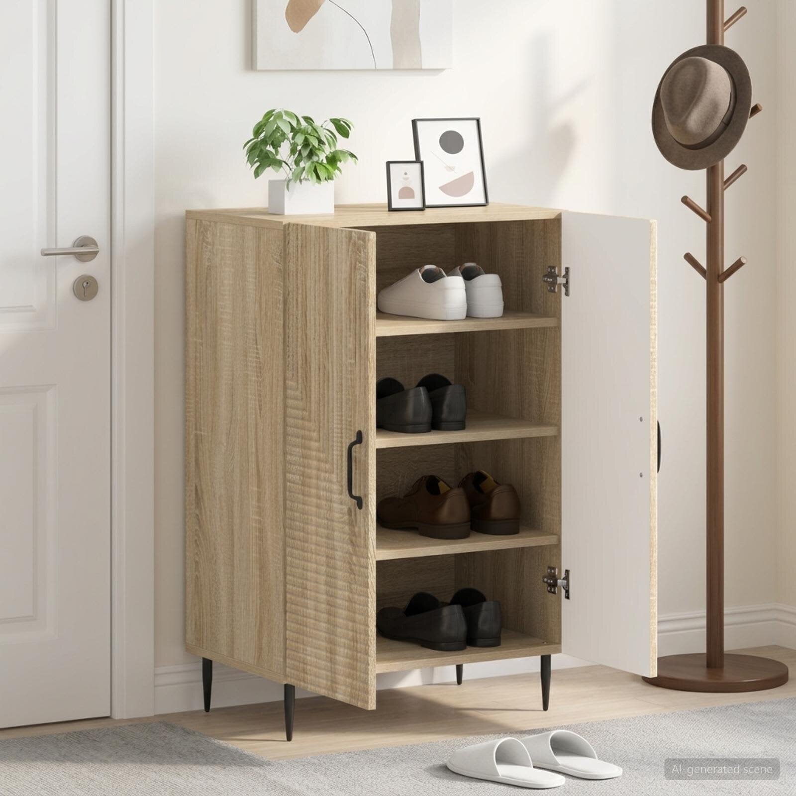 vidaXL Шкаф за обувки HAARLEM 595 x 395 x 895 см Дъб сонома