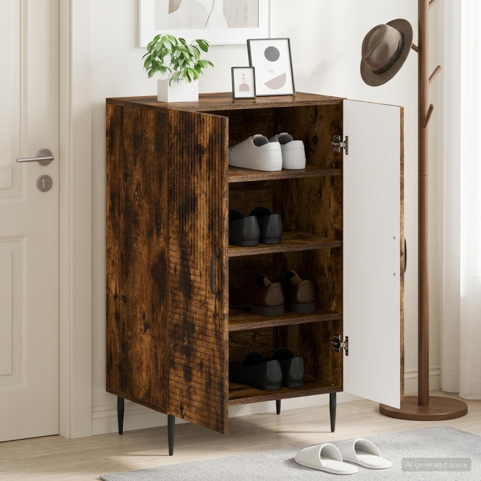 vidaXL Шкаф за обувки HAARLEM 595 x 395 x 895 см Опушен дъб