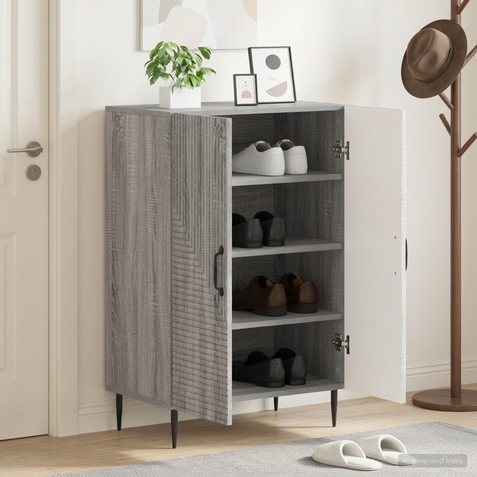 vidaXL Шкаф за обувки HAARLEM 595 x 395 x 895 см Сив Сонома