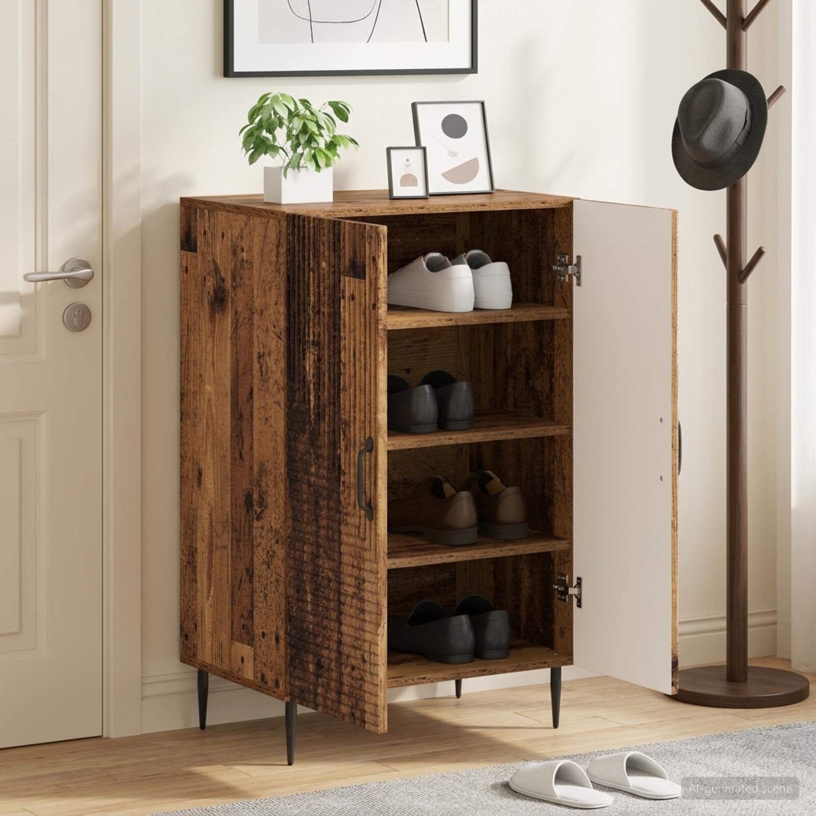 vidaXL Шкаф за обувки HAARLEM 595 x 395 x 895 см Старо дърво