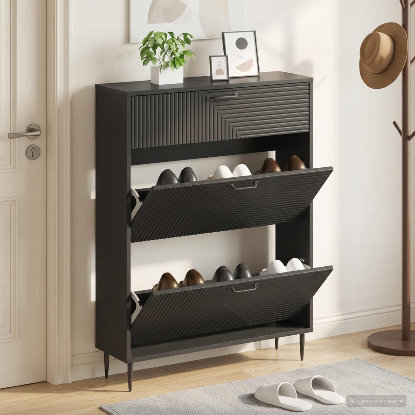 vidaXL Шкаф за обувки HAARLEM 78 x 24 x 103 см Инженерна дървесина