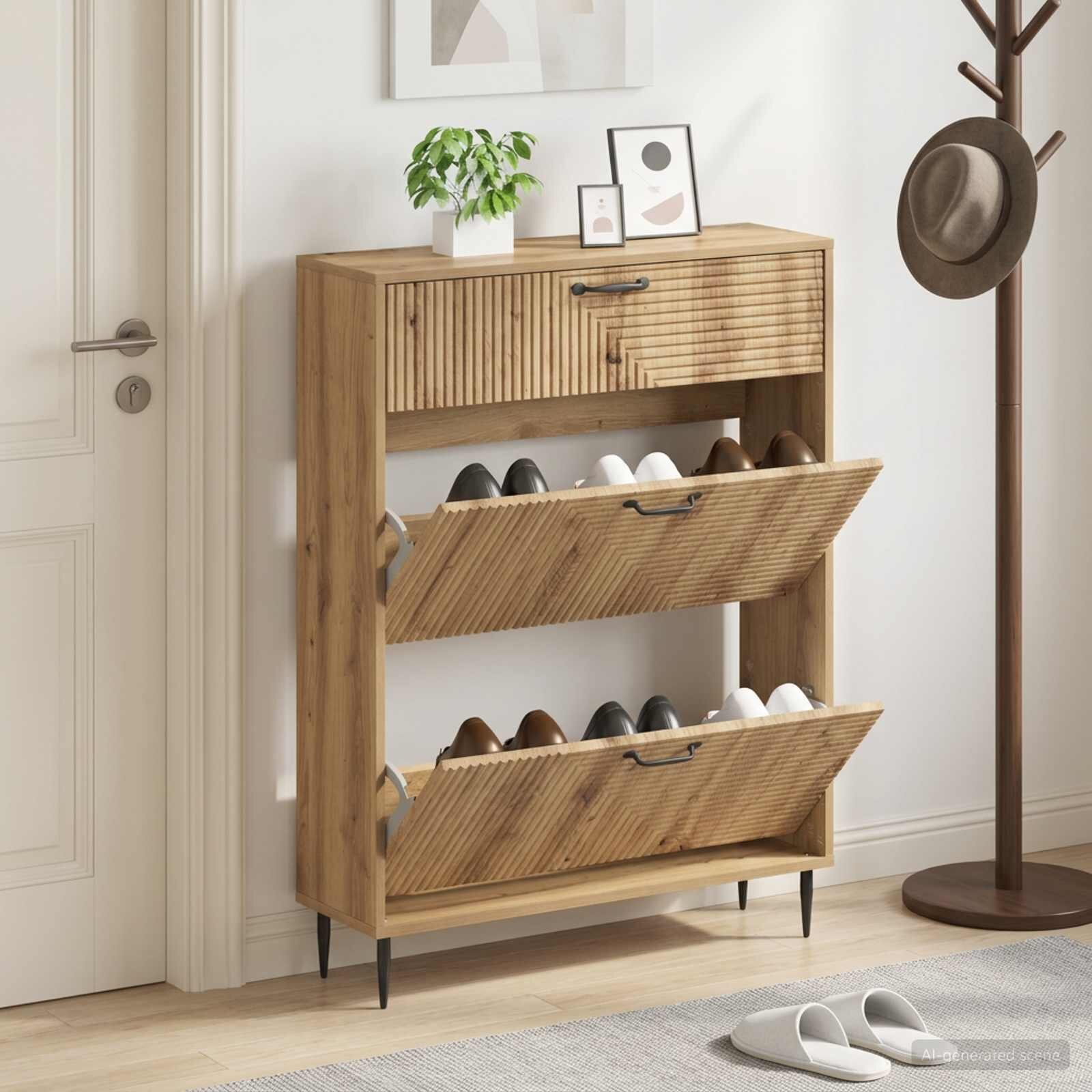 vidaXL Шкаф за обувки HAARLEM 78 x 24 x 103 см Инженерна дървесина