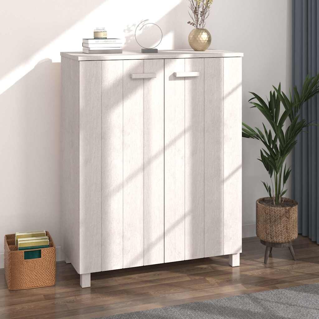 vidaXL Шкаф за обувки HAMAR бял 85x40x108 см бор масив