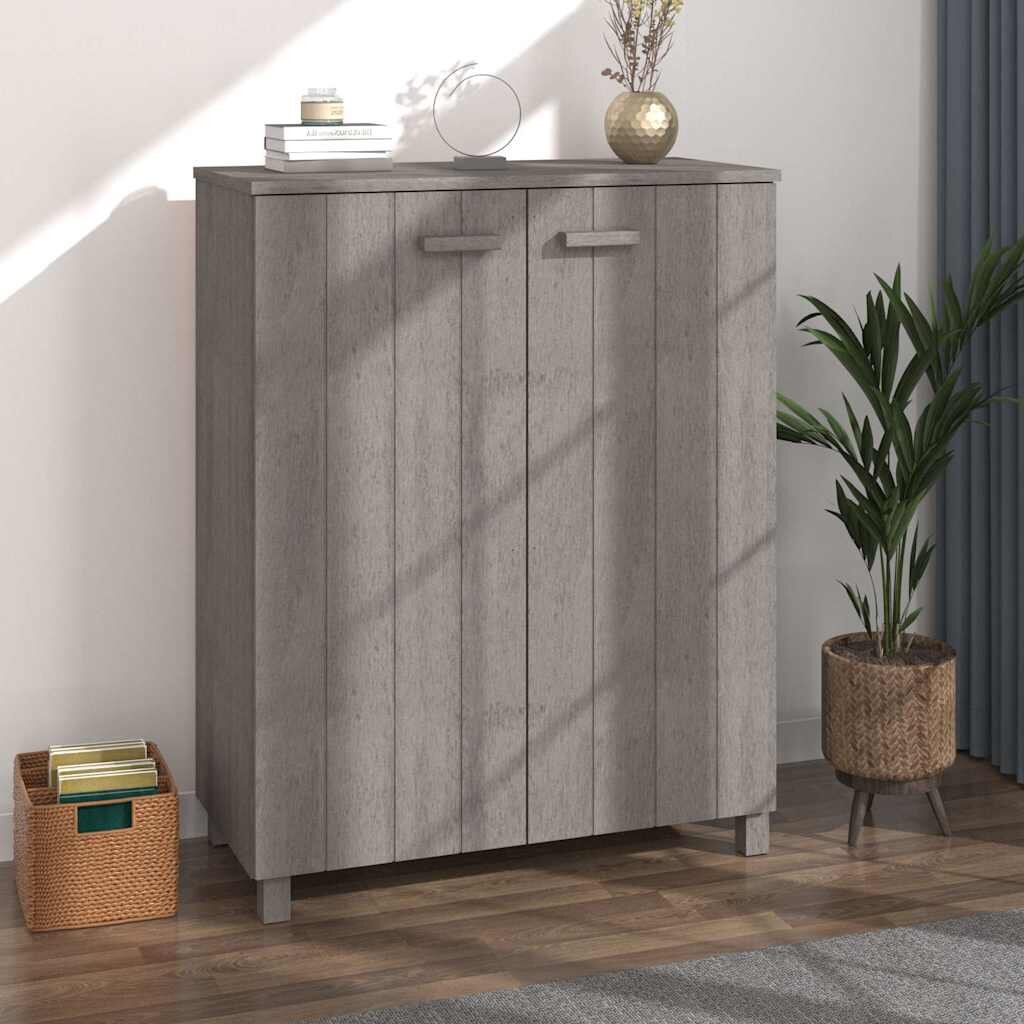 vidaXL Шкаф за обувки HAMAR светлосив 85x40x108 см бор масив