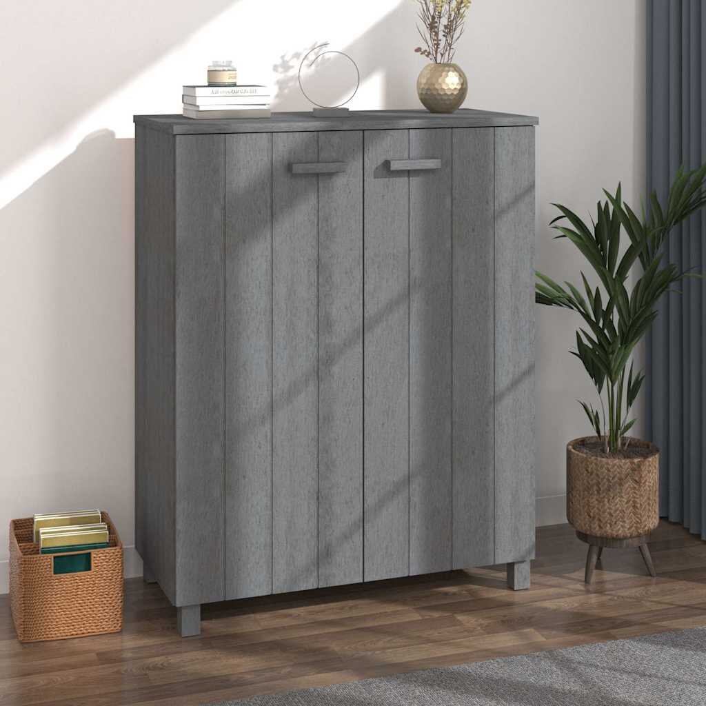 vidaXL Шкаф за обувки HAMAR тъмносив 85x40x108 см бор масив