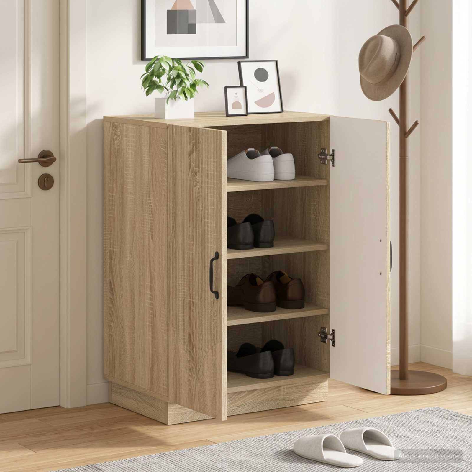 vidaXL Шкаф за обувки HOORN 595 x 395 x 87 см Инженерна дървесина