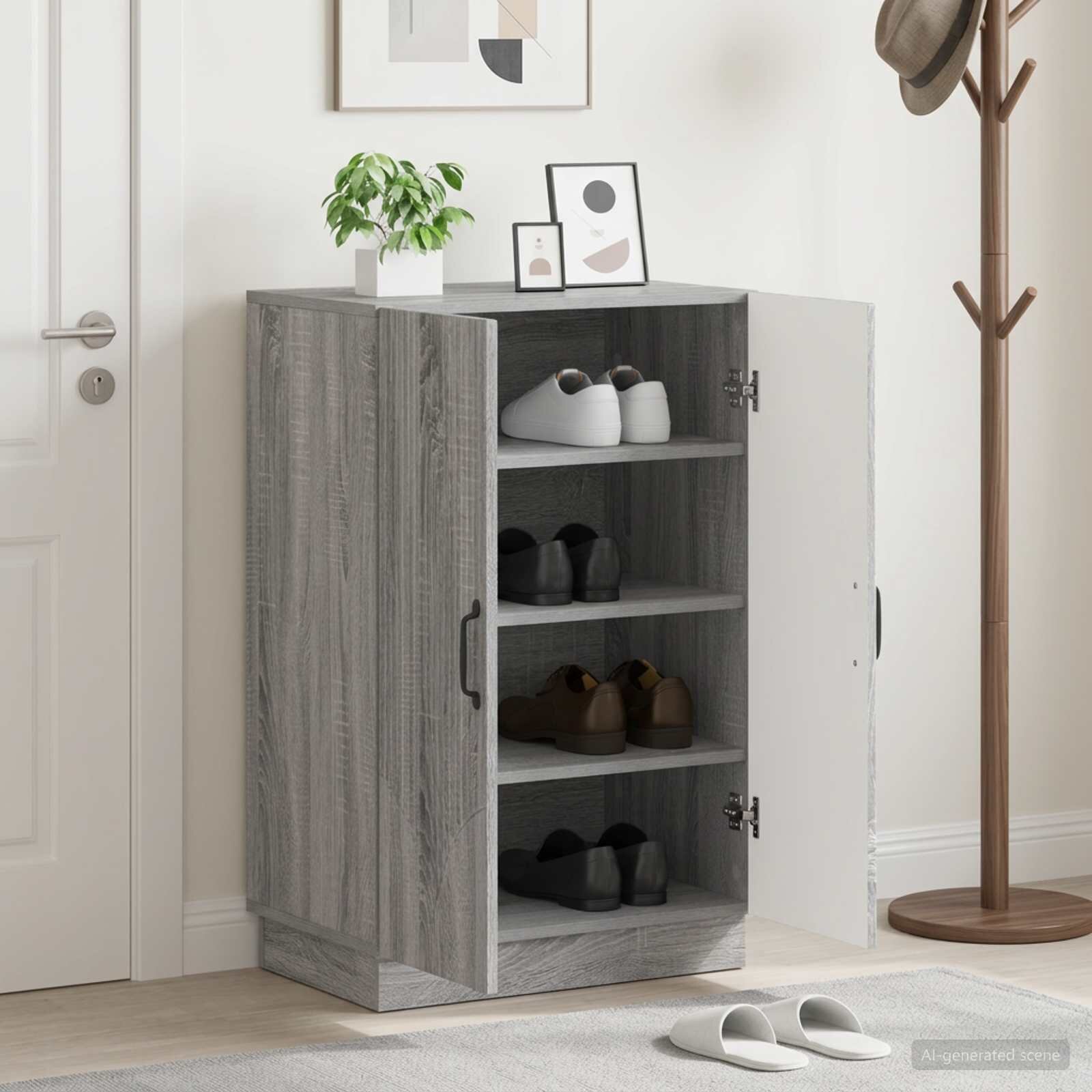 vidaXL Шкаф за обувки HOORN 595 x 395 x 87 см Инженерна дървесина