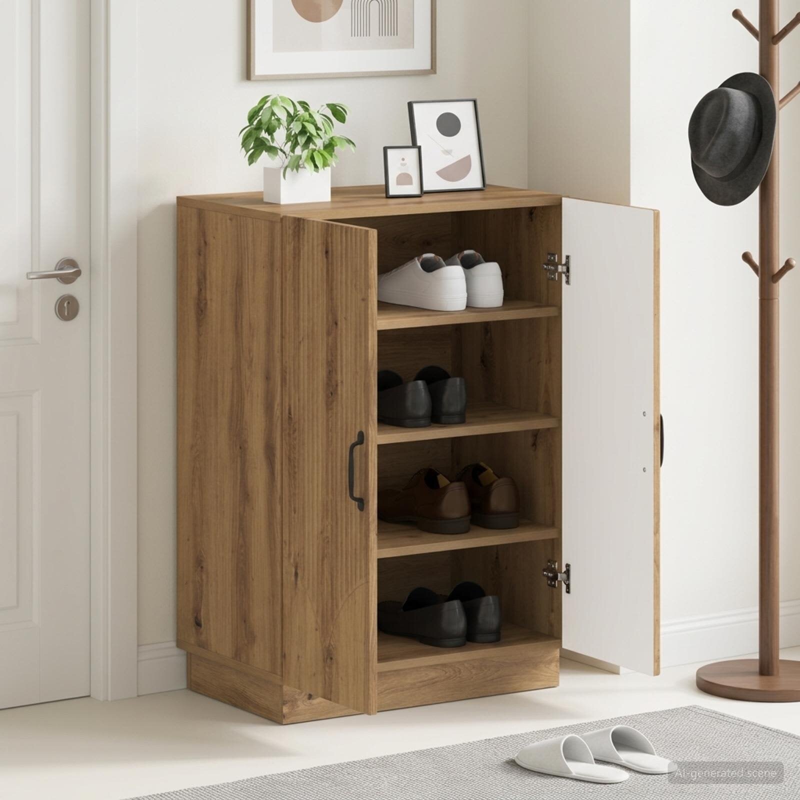 vidaXL Шкаф за обувки HOORN 595 x 395 x 87 см Инженерна дървесина