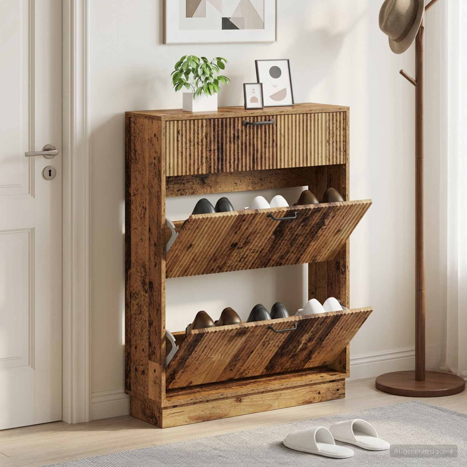 vidaXL Шкаф за обувки HOORN 78 x 24 x 100 см Инженерна дървесина