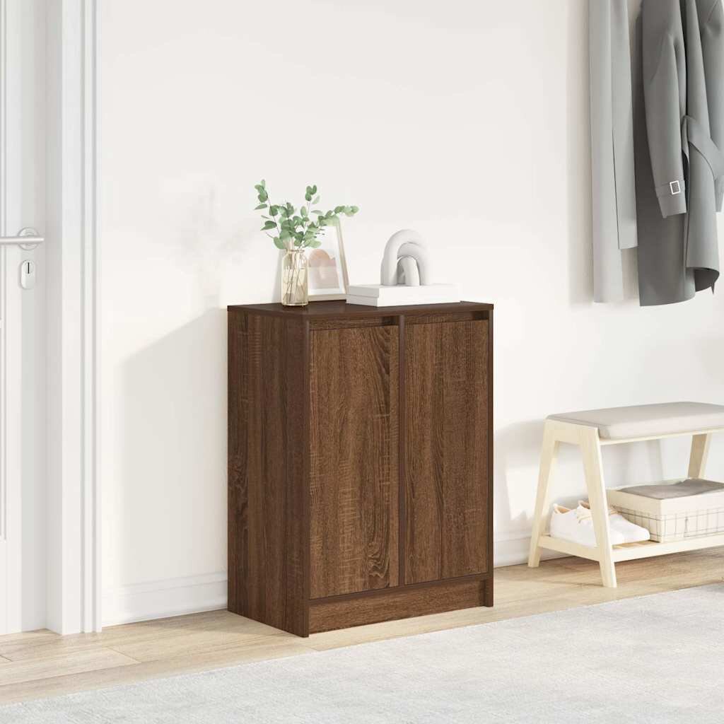 vidaXL Шкаф за обувки кафяв дъб 57x34x76 см инженерно дърво