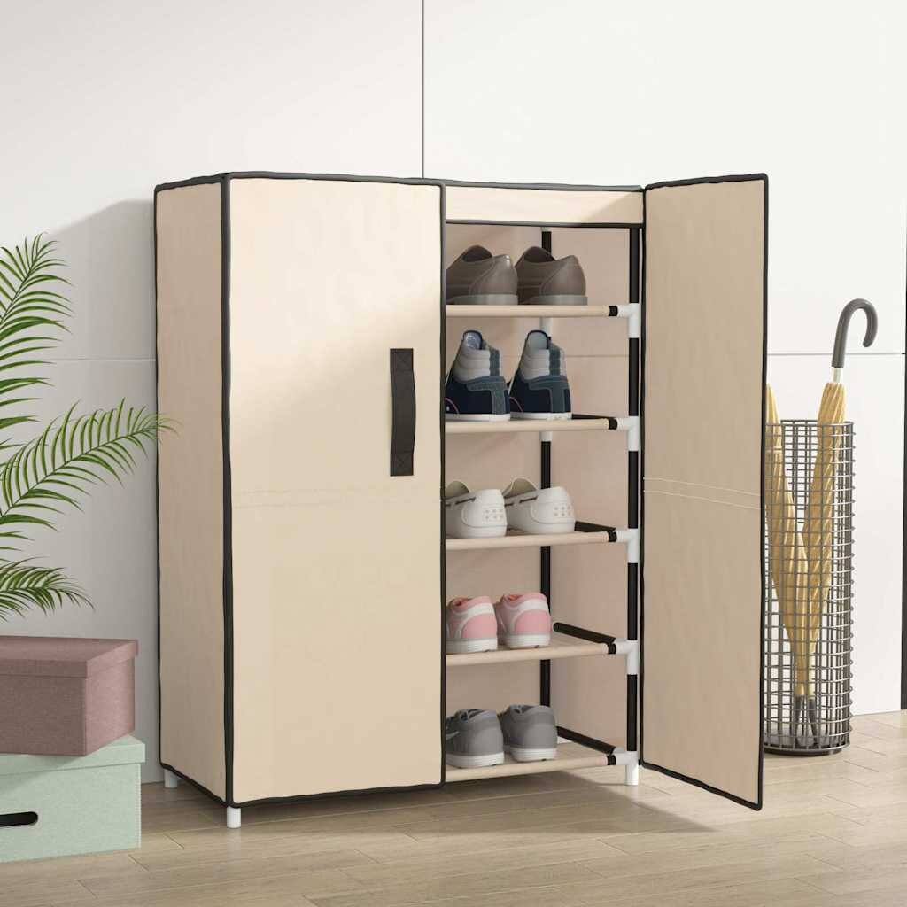 vidaXL Шкаф за обувки кремав 60x28x90 см плат