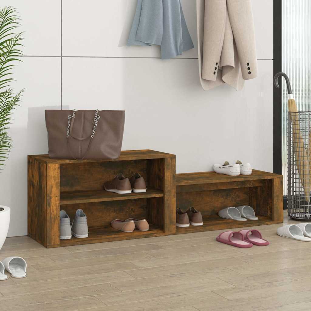 vidaXL Шкаф за обувки опушен дъб 150x35x45 см инженерно дърво