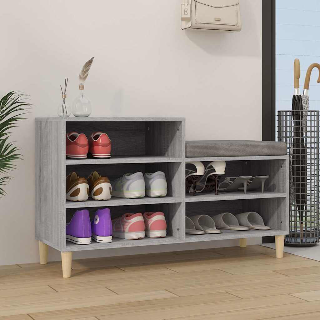vidaXL Шкаф за обувки сив сонома 102x36x60 см инженерно дърво