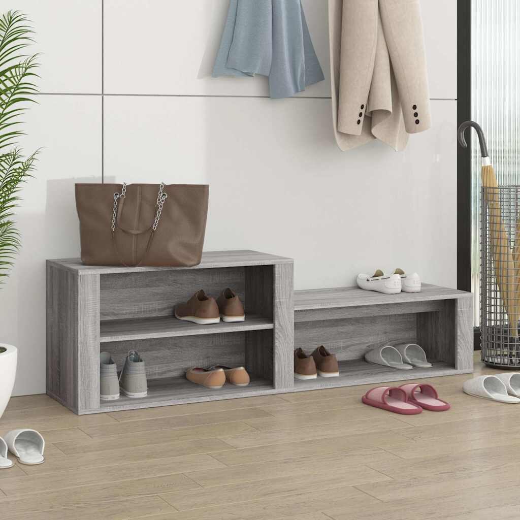 vidaXL Шкаф за обувки сив сонома 150x35x45см инженерно дърво