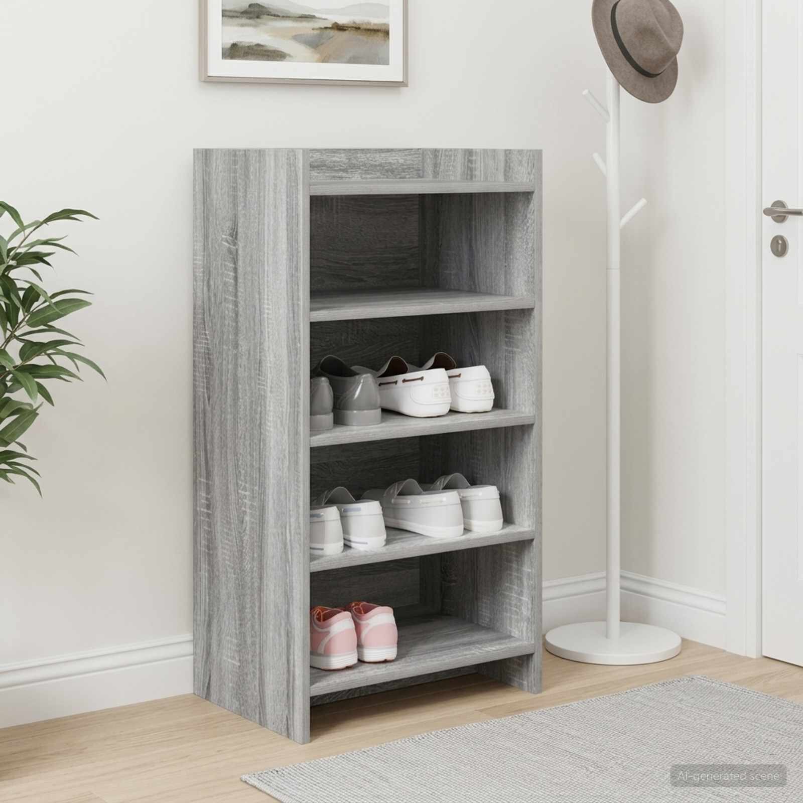 vidaXL Шкаф за обувки Сив Сонома 48 x 36 x 92 см Инженерна дървесина