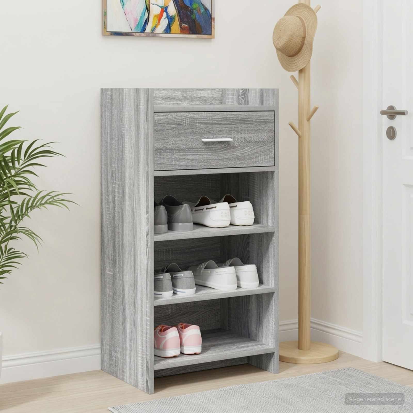 vidaXL Шкаф за обувки Сив Сонома 48 x 36 x 92 см Инженерна дървесина