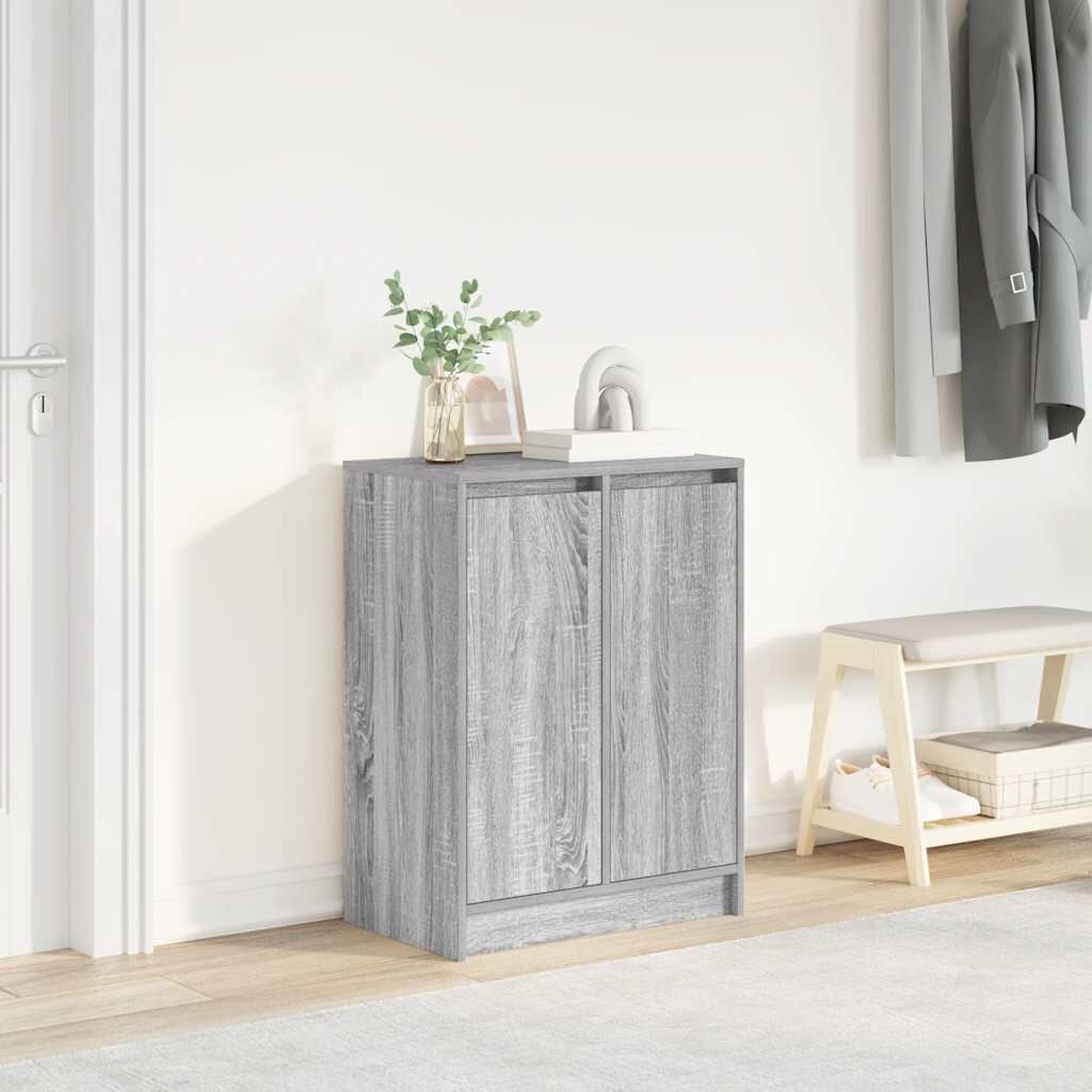 vidaXL Шкаф за обувки сив сонома 57x34x76 см инженерно дърво