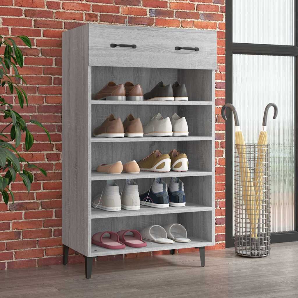 vidaXL Шкаф за обувки сив сонома 60x35x105 см инженерно дърво
