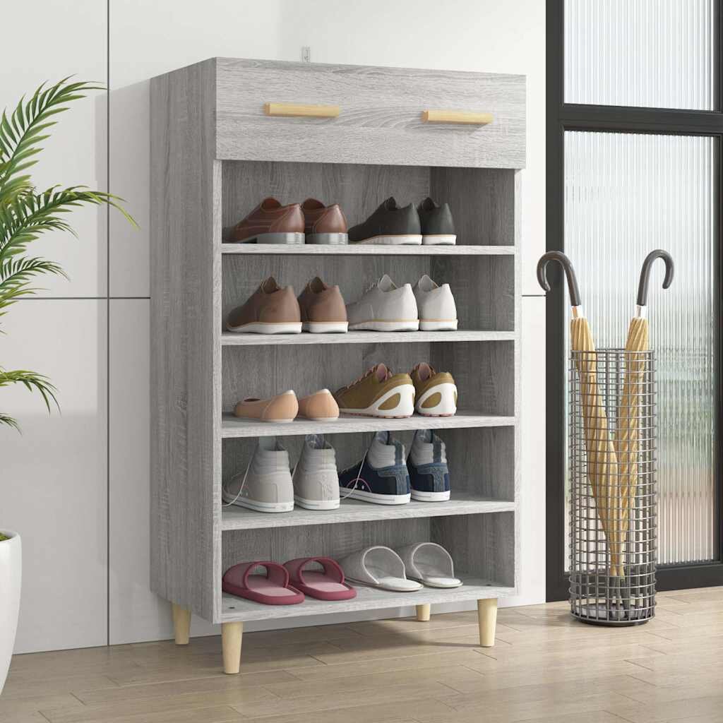vidaXL Шкаф за обувки сив сонома 60x35x105 см инженерно дърво
