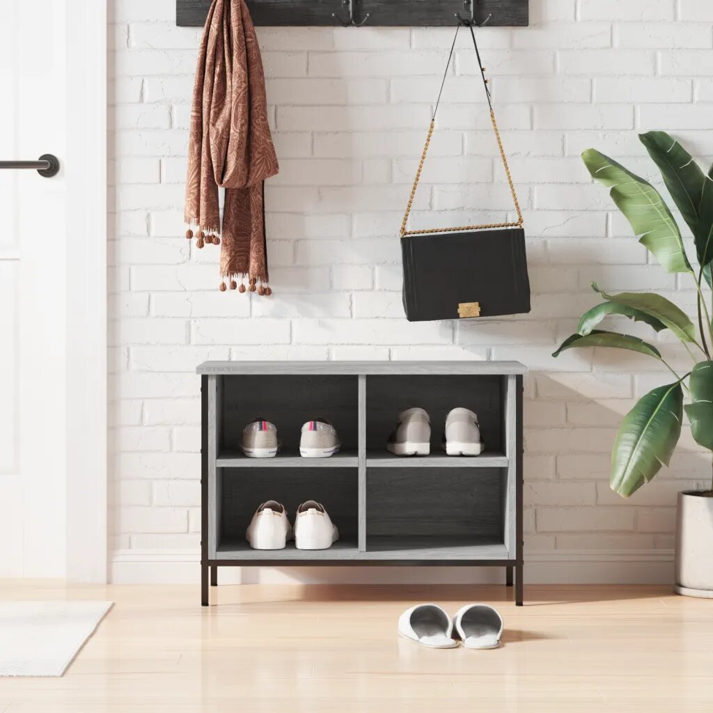 vidaXL Шкаф за обувки сив сонома 69x35x50 см инженерно дърво