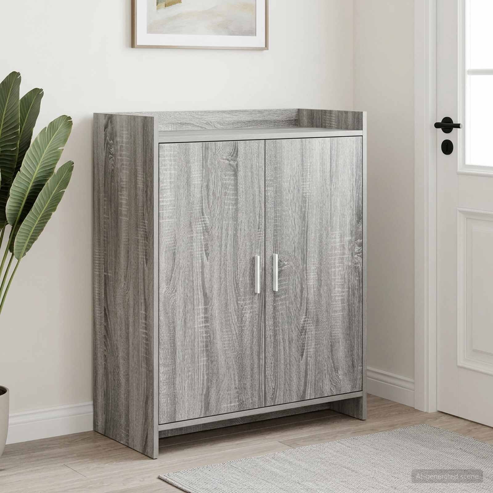 vidaXL Шкаф за обувки Сив Сонома 735 x 36 x 92 см Инженерна дървесина