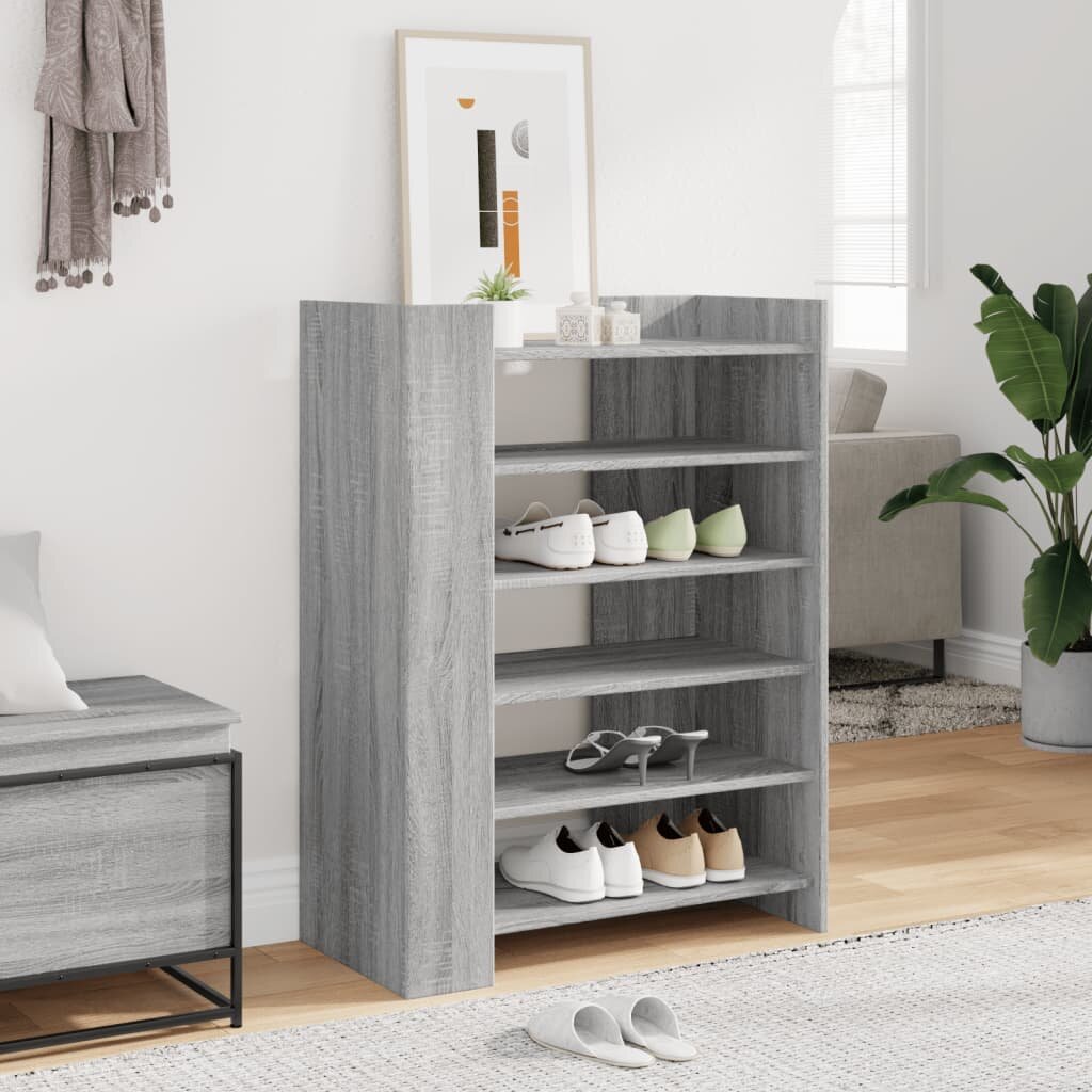 vidaXL Шкаф за обувки сив сонома 745x375x100 см инженерно дърво