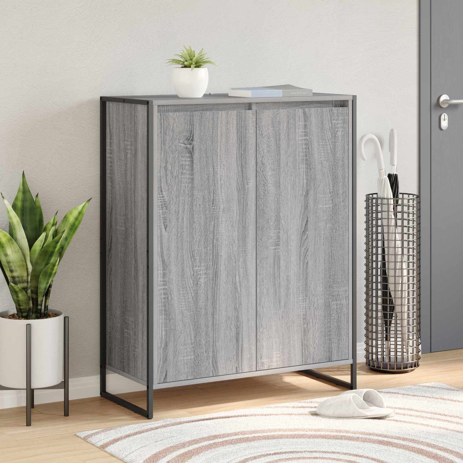 vidaXL Шкаф за обувки Сив Сонома 79 x 36 x 100 см Инженерна дървесина