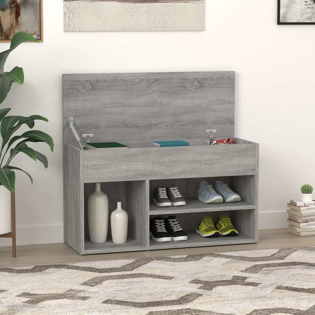 vidaXL Шкаф за обувки сив сонома 80x30x45 см инженерно дърво