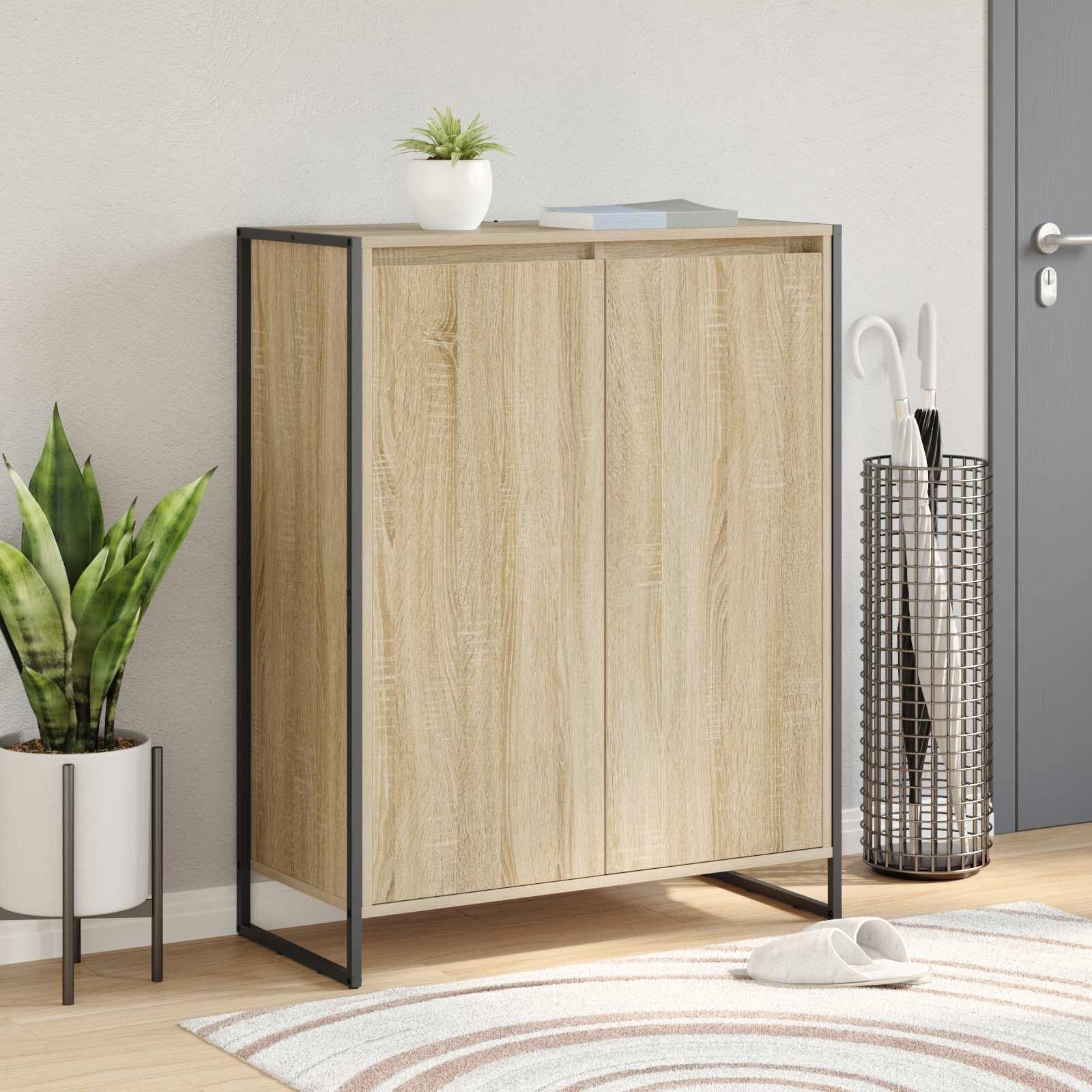 vidaXL Шкаф за обувки Сонома 79 x 36 x 100 см Инженерна дървесина