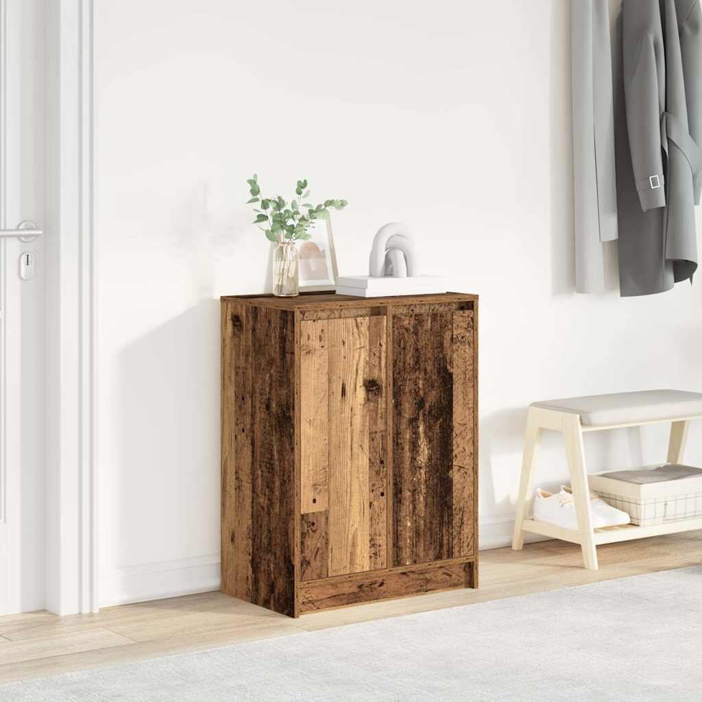 vidaXL Шкаф за обувки старо дърво 57x34x76 см инженерна дървесина