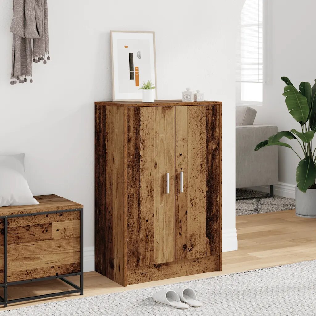 vidaXL Шкаф за обувки старо дърво 60x35x92 см инженерно дърво