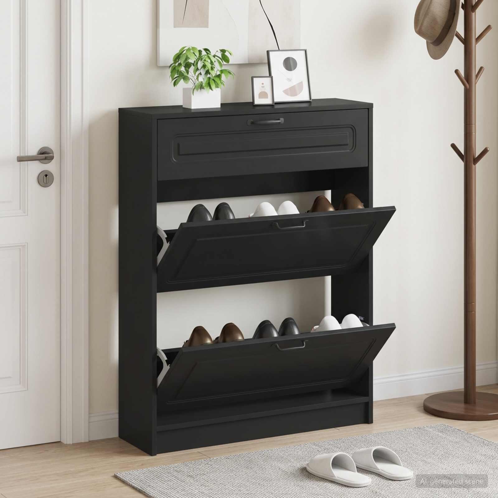 vidaXL Шкаф за обувки UTRECHT 78 x 24 x 100 см Инженерна дървесина