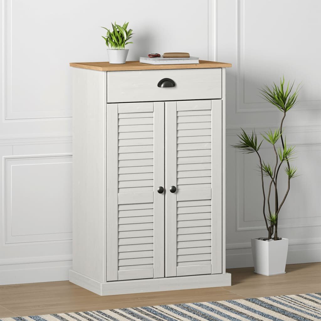 vidaXL Шкаф за обувки VIGO бял 60x35x96 см бор масив