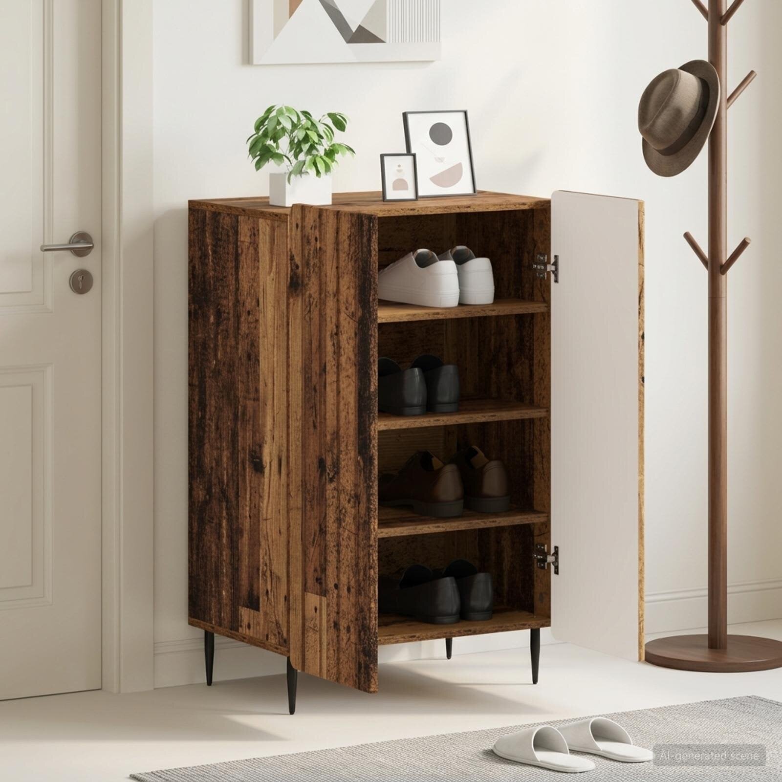 vidaXL Шкаф за обувки ZWOLLE 595 x 395 x 915 см Инженерна дървесина