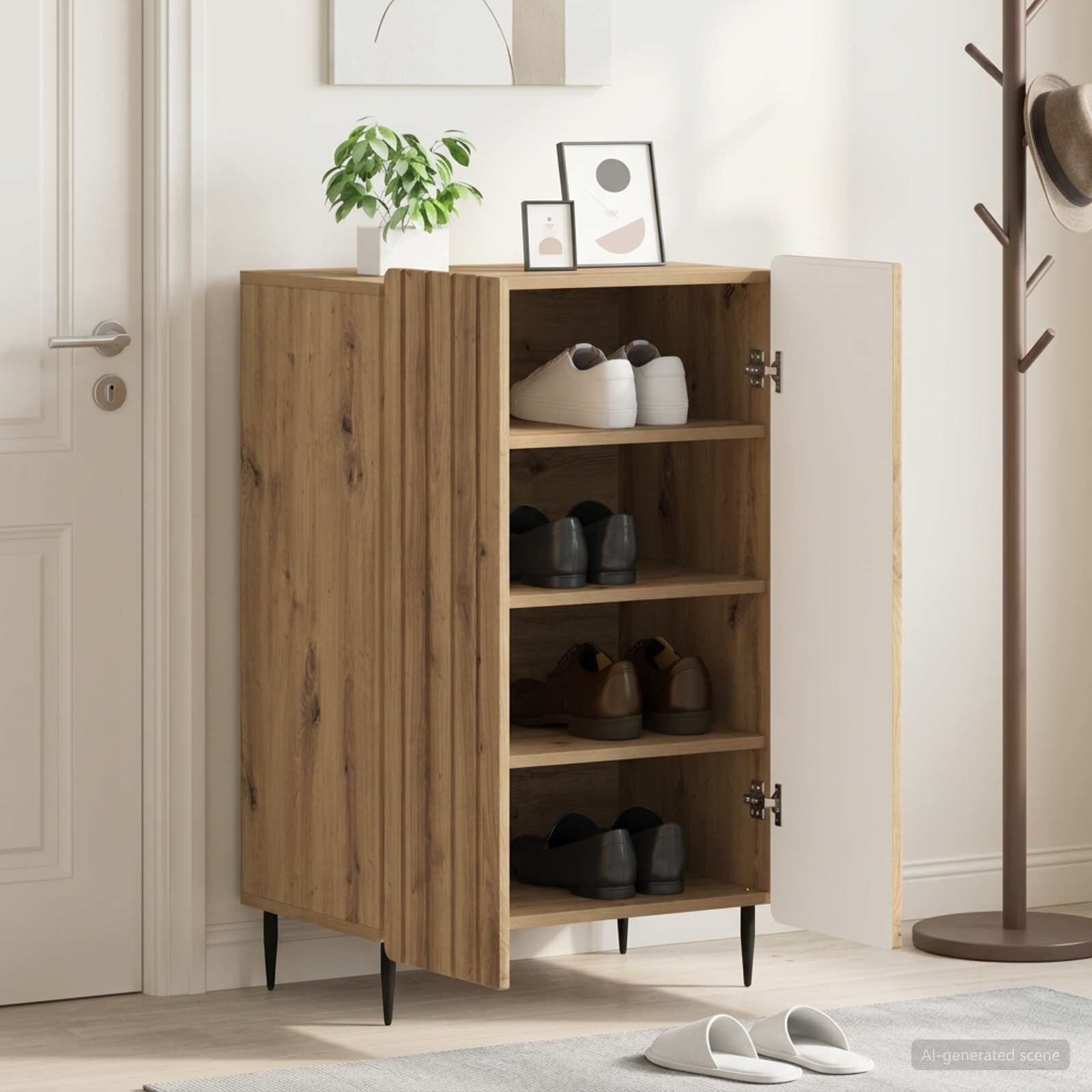 vidaXL Шкаф за обувки ZWOLLE 595 x 395 x 915 см Инженерна дървесина