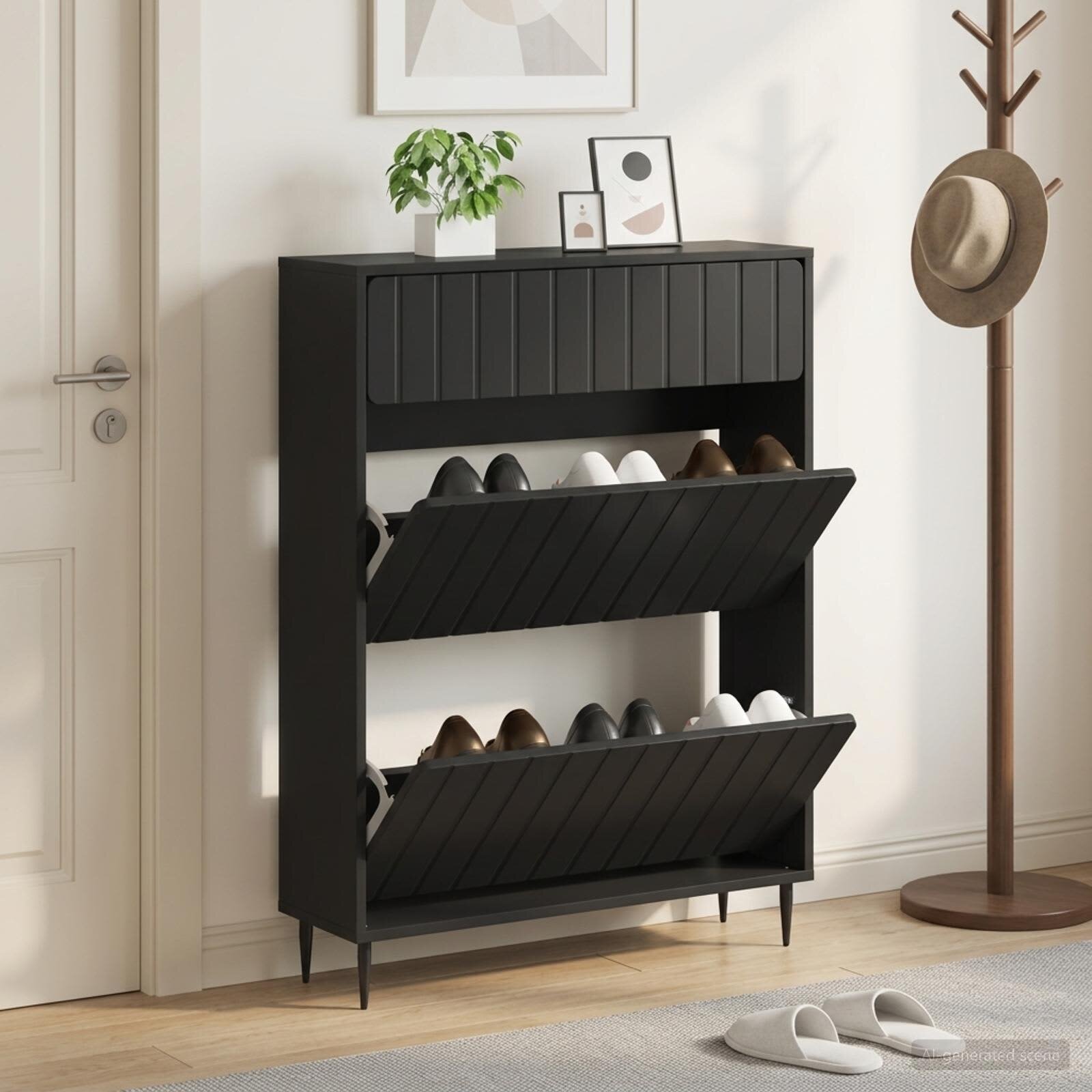 vidaXL Шкаф за обувки ZWOLLE 78 x 24 x 103 см Инженерна дървесина