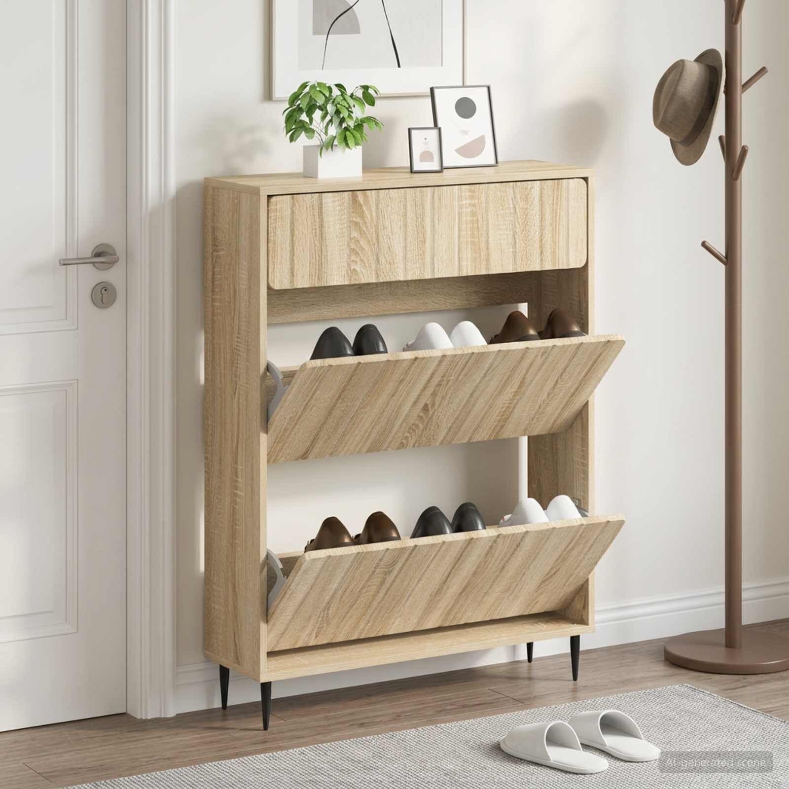 vidaXL Шкаф за обувки ZWOLLE 78 x 24 x 103 см Инженерна дървесина