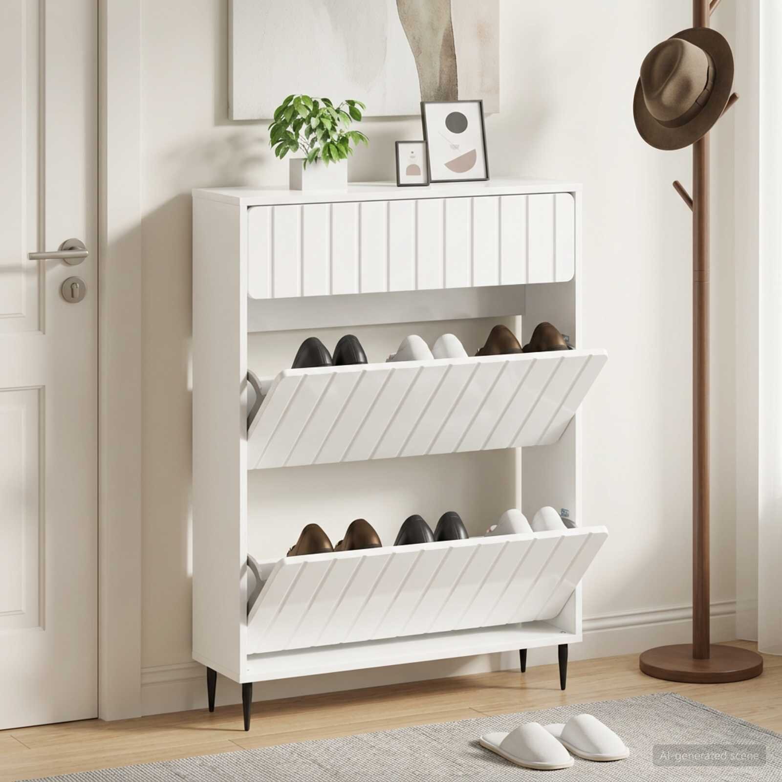 vidaXL Шкаф за обувки ZWOLLE 78 x 24 x 103 см Инженерна дървесина