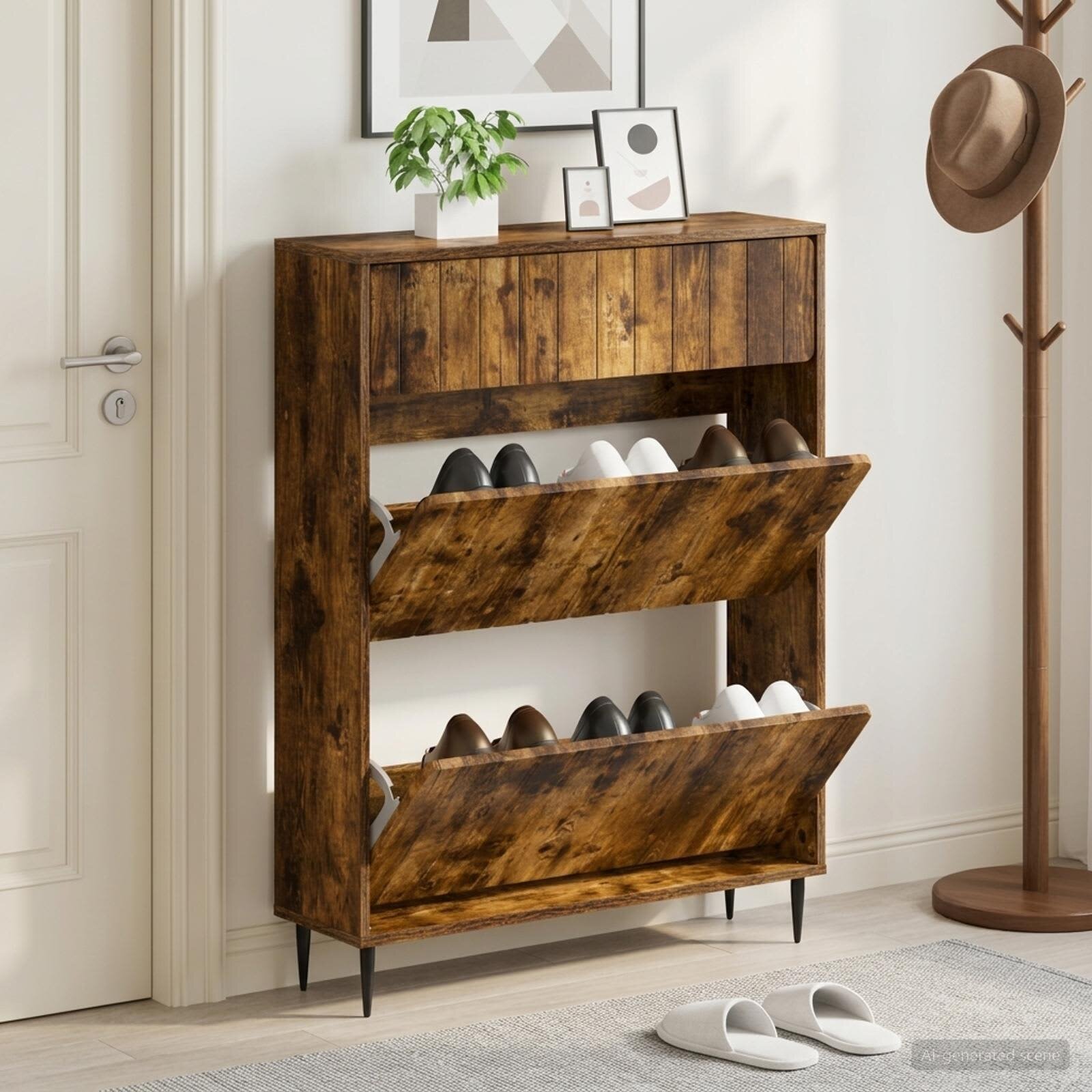 vidaXL Шкаф за обувки ZWOLLE 78 x 24 x 103 см Инженерна дървесина