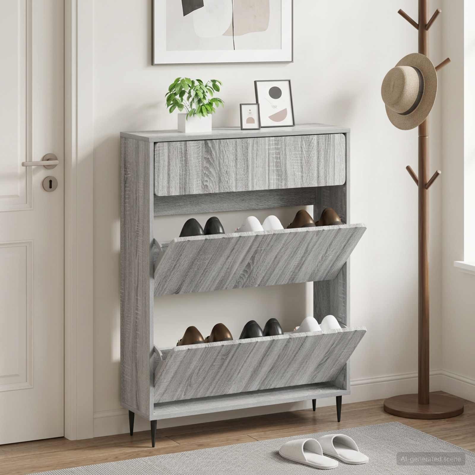 vidaXL Шкаф за обувки ZWOLLE 78 x 24 x 103 см Инженерна дървесина